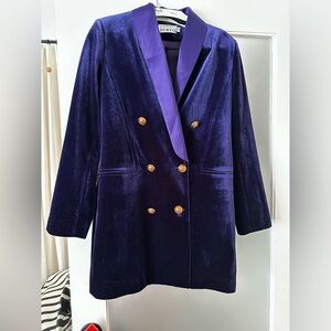 Canadian designer Kate Hewko Purple Velvet Double-Breasted Blazer